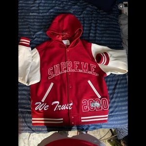 Supreme King Hooded Varsity Jacket